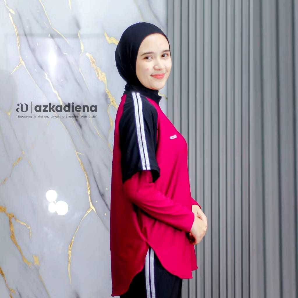 KAOS OLAHRAGA WANITA CROP TOP KAOS ATASAN WANITA MUSLIMAH TANGAN PANJANG TOP CROP SPORT SENAM RENANG