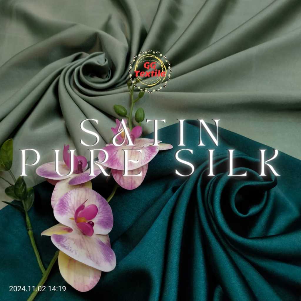 KAIN SATIN PURE SILK PREMIUM - ROLL GROSIR - 1 Roll isi 60 Yard