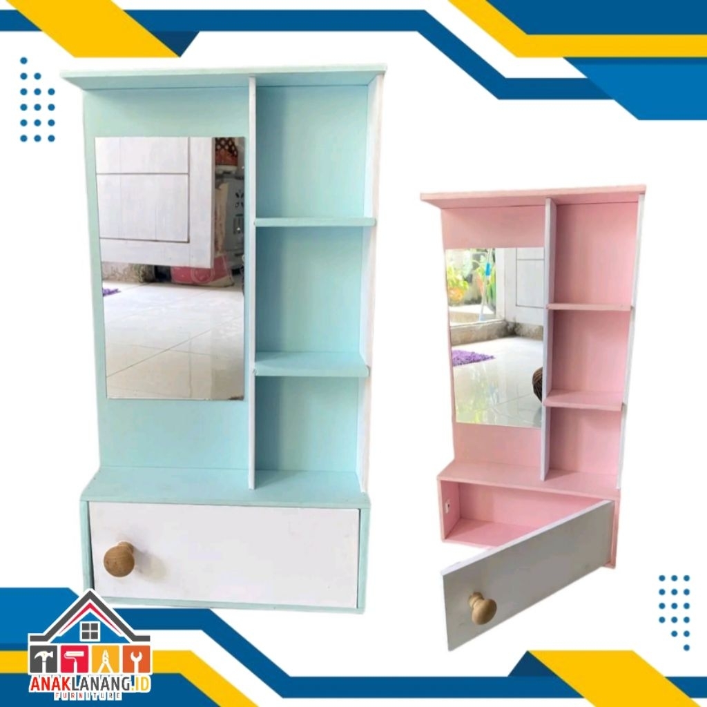 CERMIN RIAS LACI, CERMIN RIAS MINIMALIS, RAK KOSMETIK AESTHETIC, RAK KOSMETIK