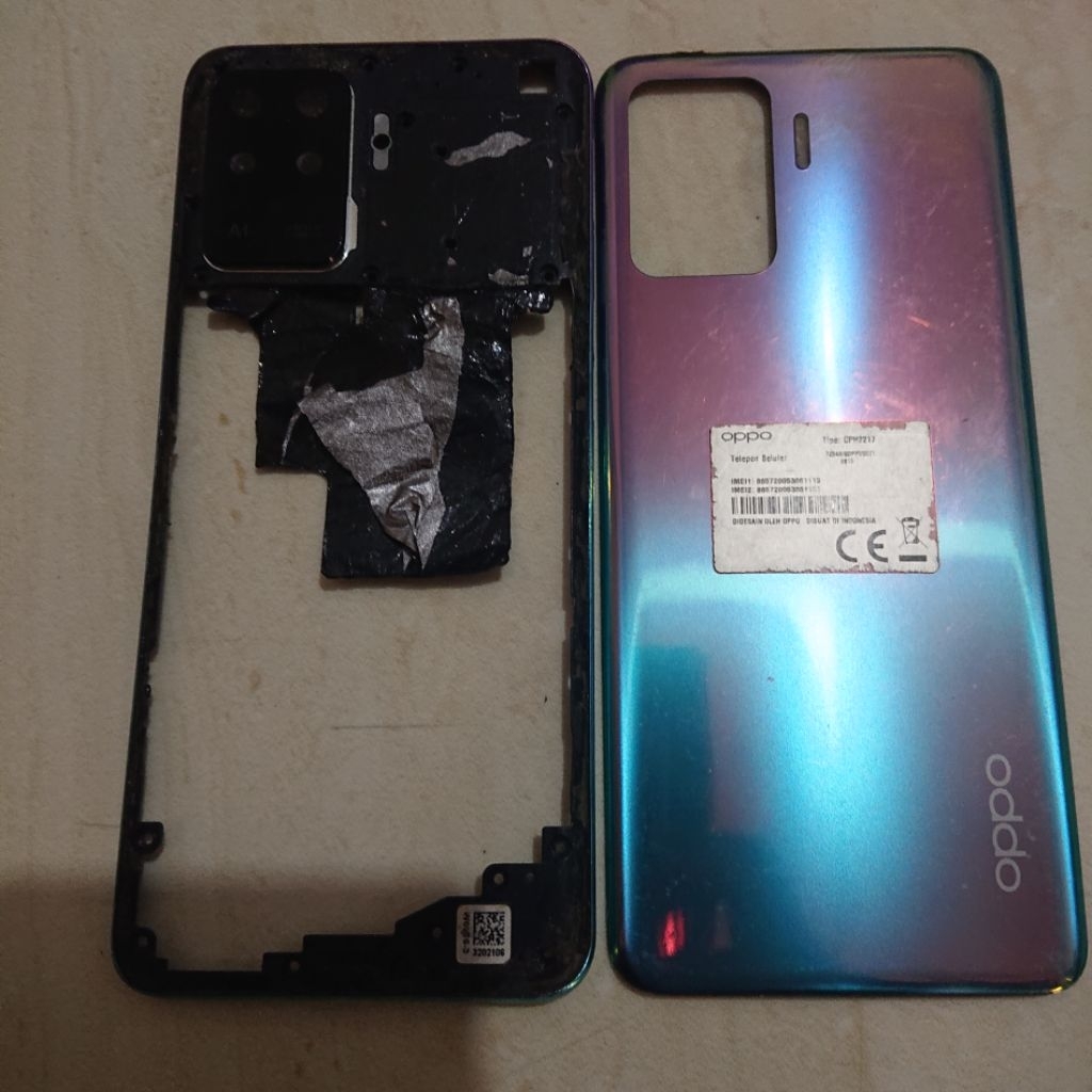 Middle Housing Bazzel Tulang Tengah Backdoor OPPO RENO 5F (CPH 2217) Asli Original Copotan Cabutan