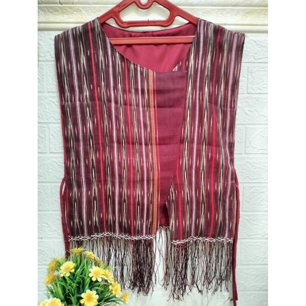 vest ulos Batak mangiring, rompi ulos mangiring untuk wanita dewasa menggunakan ulos mangiring tenun