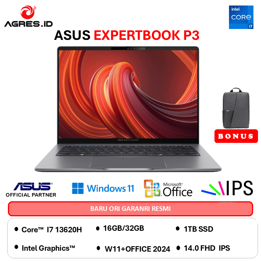ASUS EXPERTBOOK P3 P3405CVA I7 13620H - RAM 32GB 1TBSSD W11+OHS 14.0WUXGA -LY7110WS