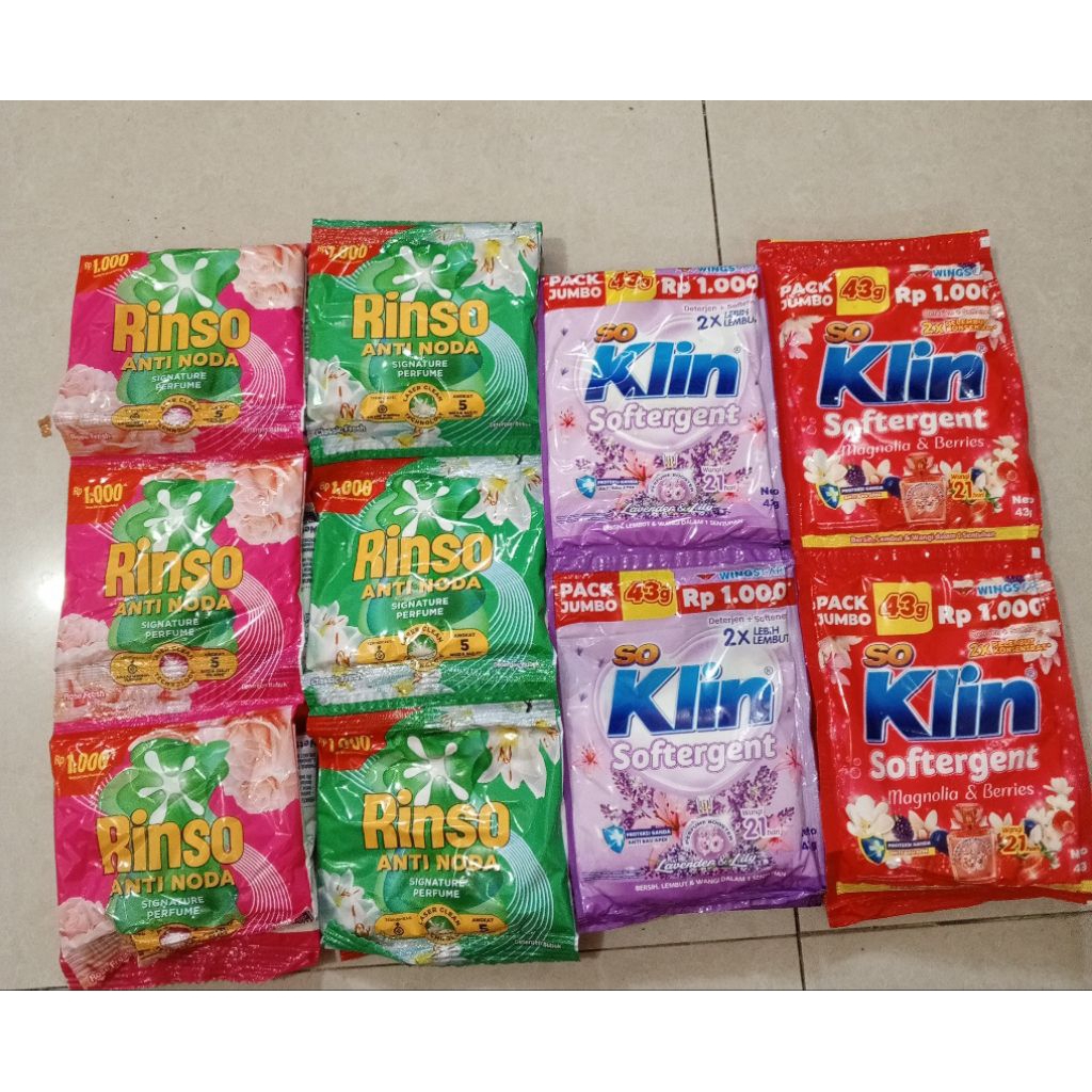 RINSO & SOKLIN RENCENG ISI 6 PCS DETERGENT BUBUK