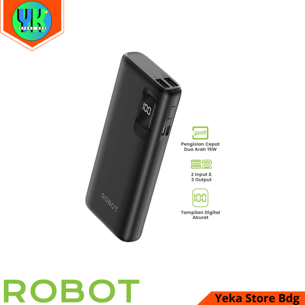 POWERBANK ROBOT RT102 10000MAH ROBOT Powerbank Fast Charging 10000mAh 15W with LED Display Type Inpu