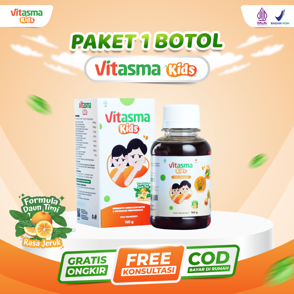 VITASMA KIDS MADU ANAK - Obat Batuk Berdahak Pilek Alergi Asma, Herbal Alami Legakan Tenggorokan