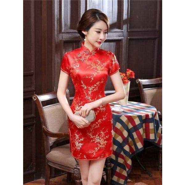 Chinese New Year Sale Terlaris Dress Cheongsam Wanita Gaun Pesta Mini Dress Baju Tradisional China D