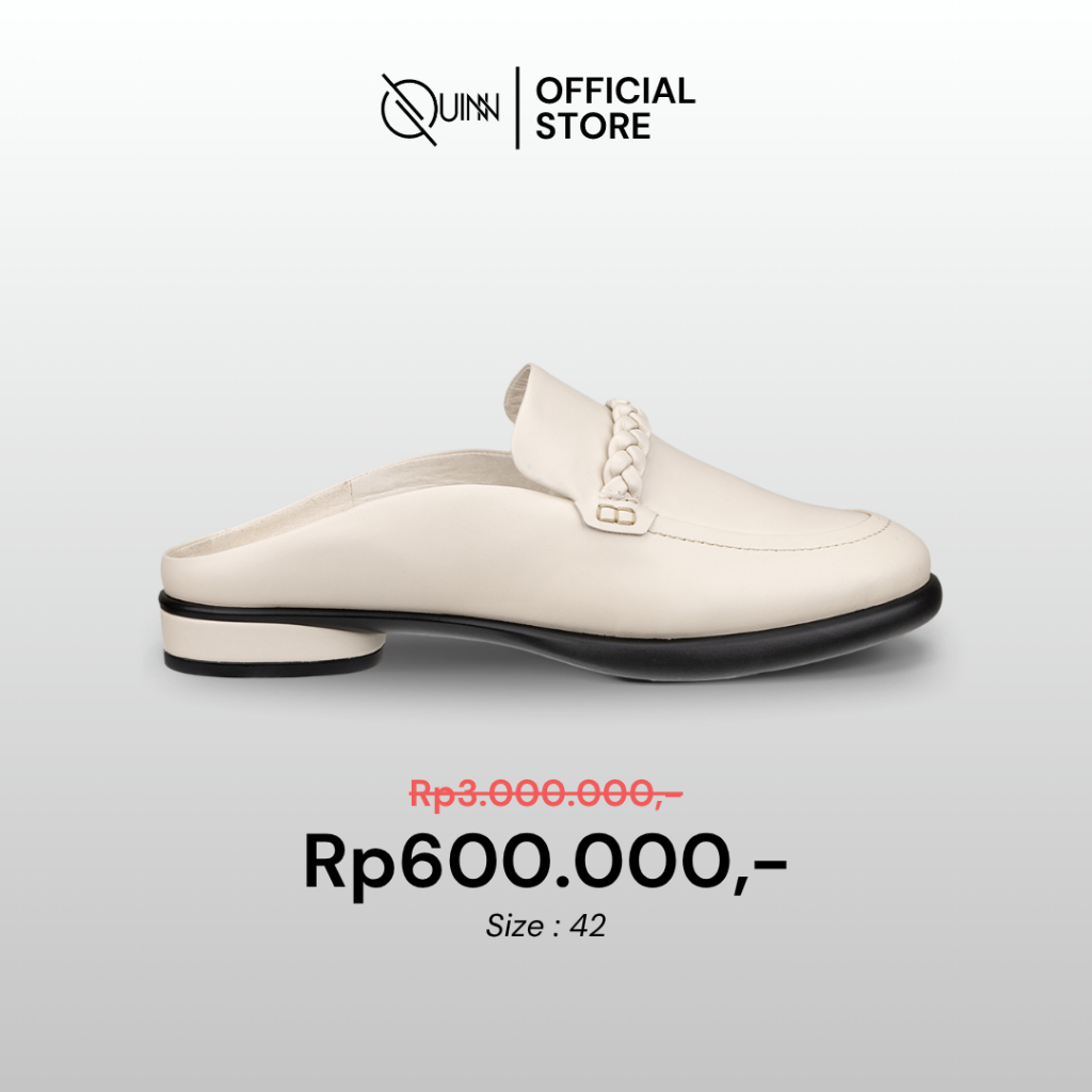 ECCO Sculpted LX Women Leather Mule Flat Shoes Cream / Sepatu Flatshoes Slip On Wanita