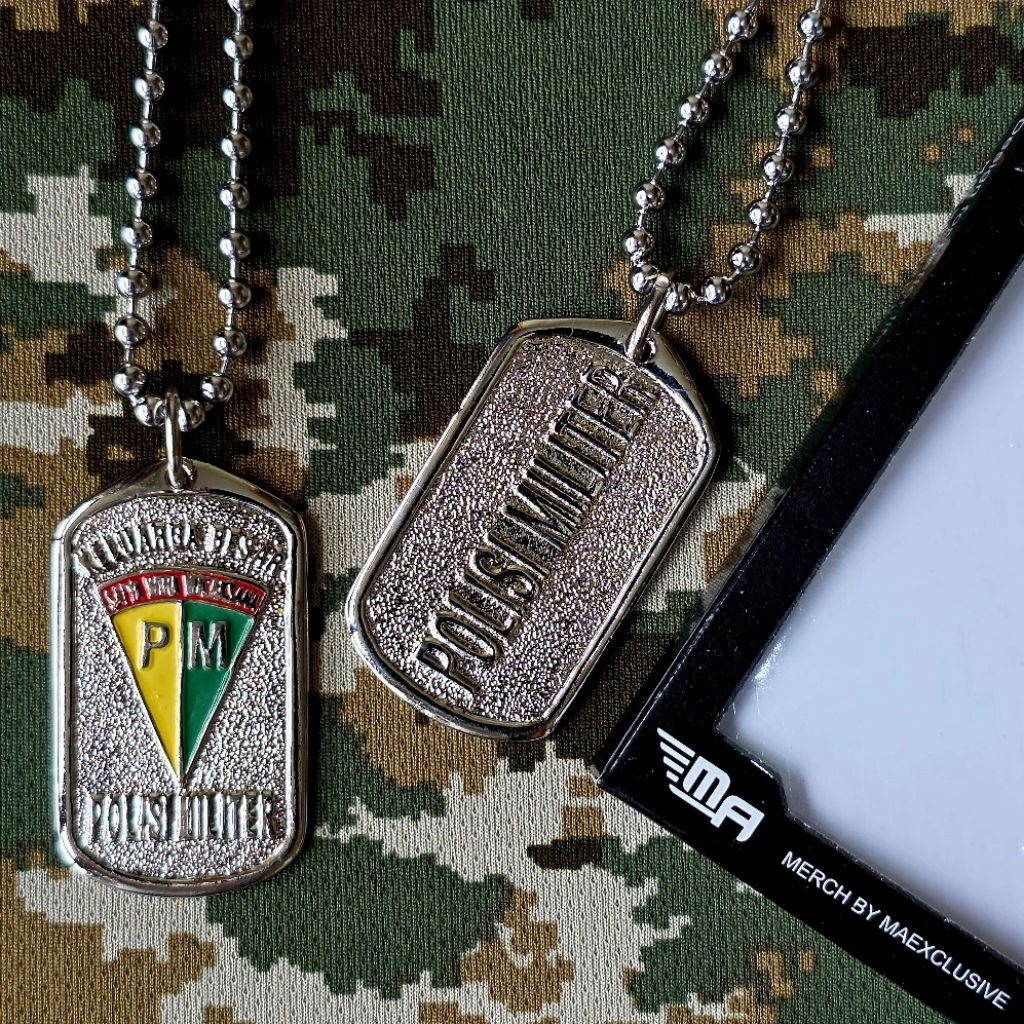 Kalung POLISI MILITER PM DOG TAG Logo POLISI MILITER PM Kalung Rantai Kalung Pria