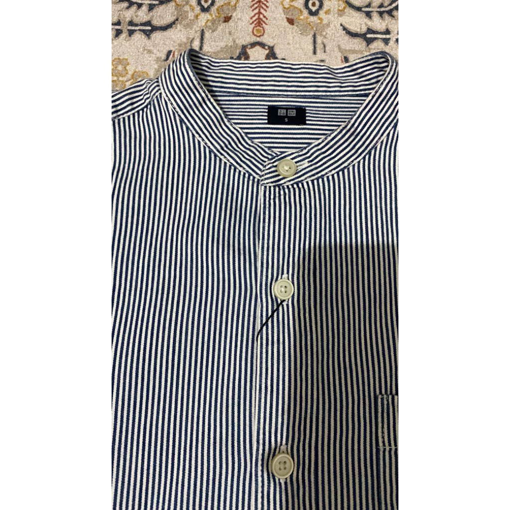 Original Uniqlo Kemeja Strip Kerah Shanghai