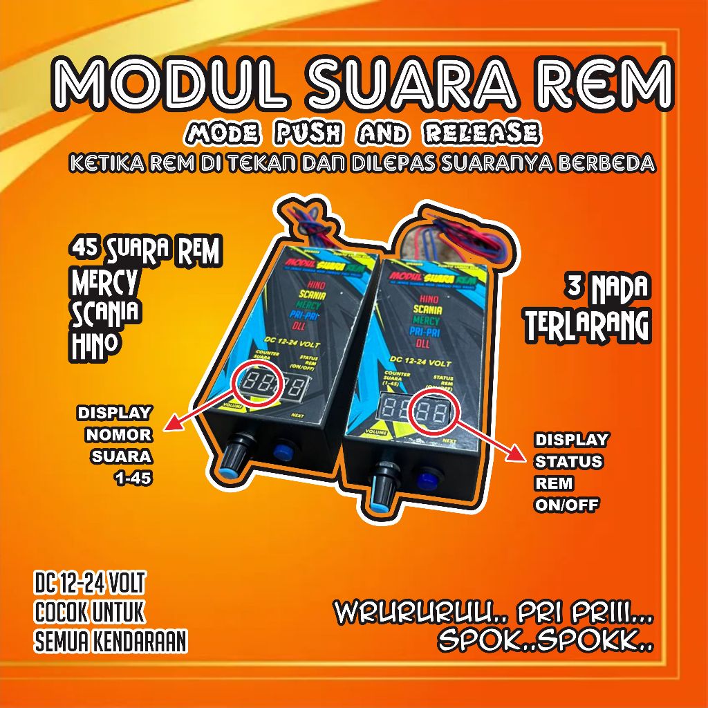 Modul Alarm Rem, modul suara rem 45 jenis suara 12-24 volt