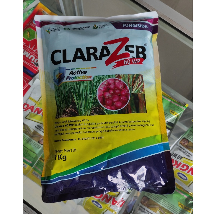 Clarazeb 60 WP Fungisida Mankozeb kuning 1 KG Untuk Bawang Merah Tomat Cabai