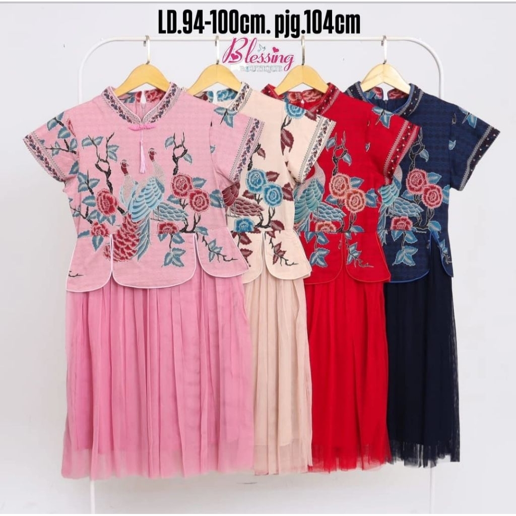 Dress batik cheongsam/Shanghai Imlek pesta modern terbaru