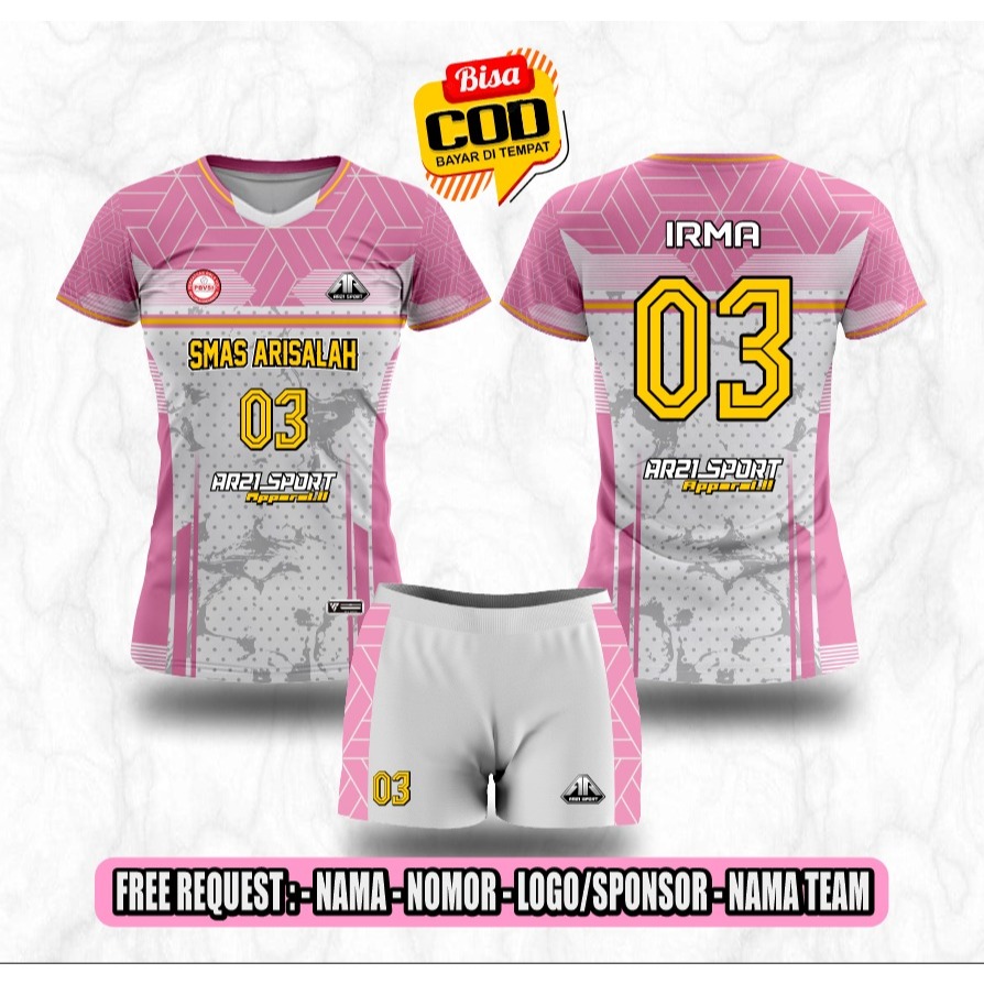 AR21SPORT Jersey Set volleyball cewek fullprinting