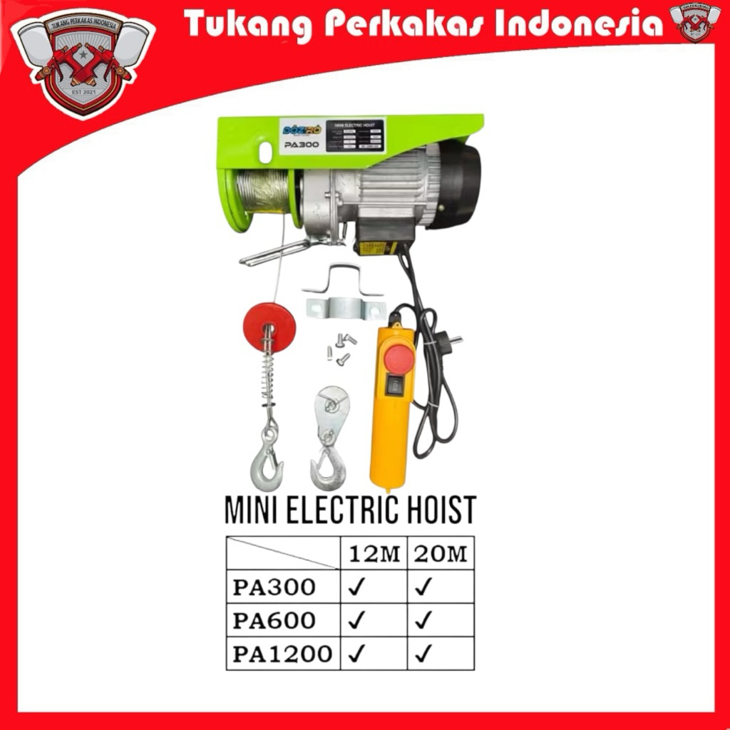 Electric Hoist 600 KG Katrol Listrik PA600 Katrol Elekrik Electric Wire Rope Hoist 600KG