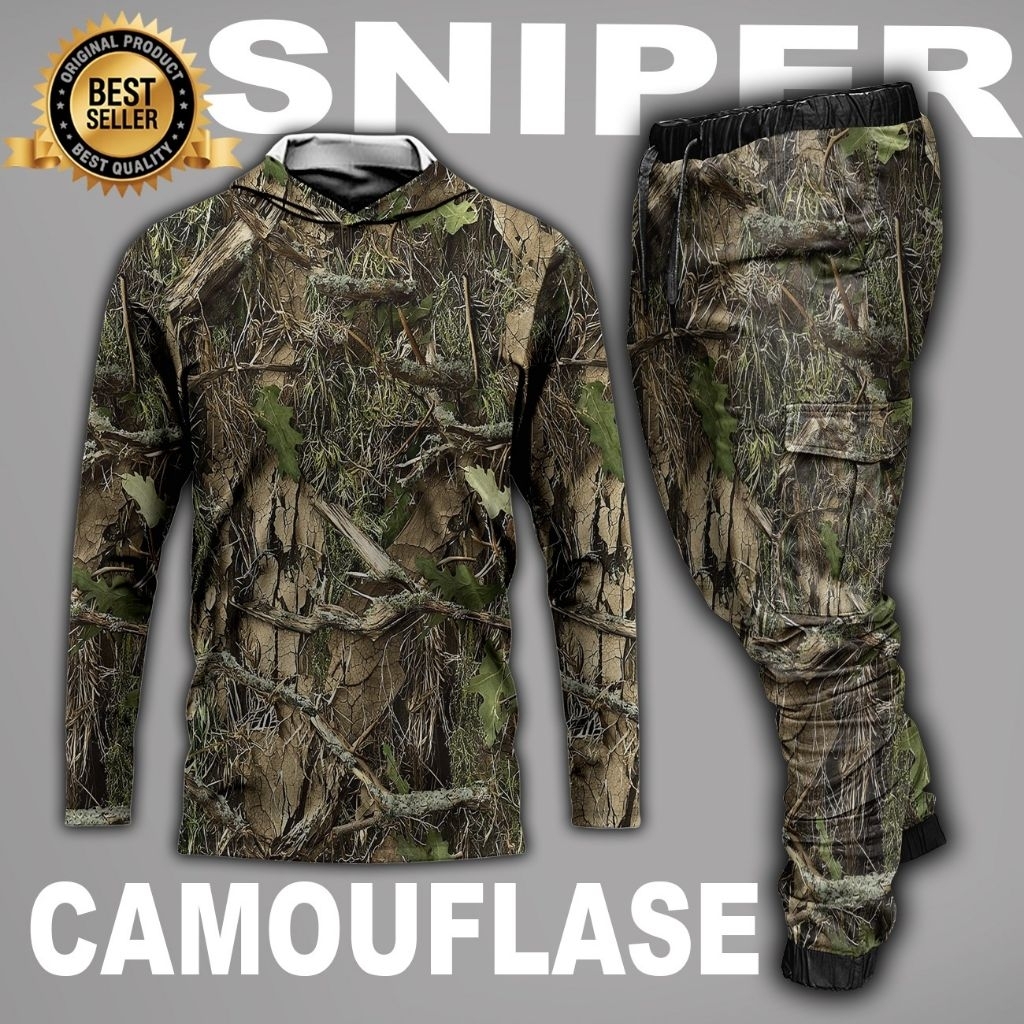 setelan baju camo berburu sniper/1 set baju berburu camuflase