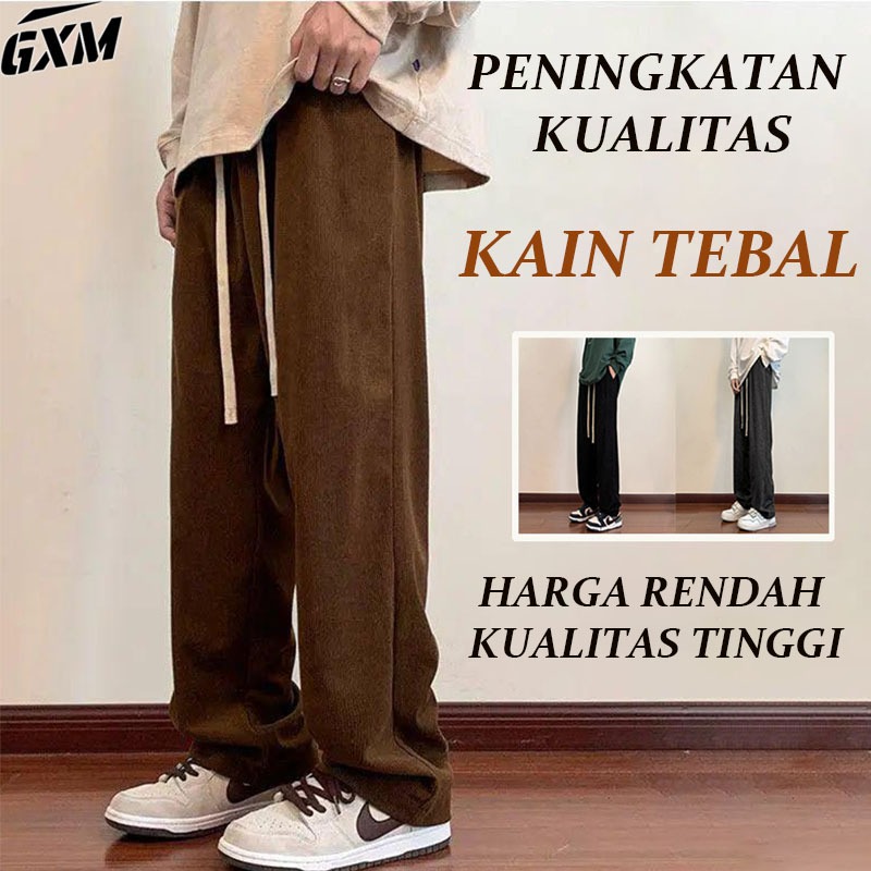 GXM Official Store---celana cargo corduroy baggy pants celana korean style pria baggy pants pria cor