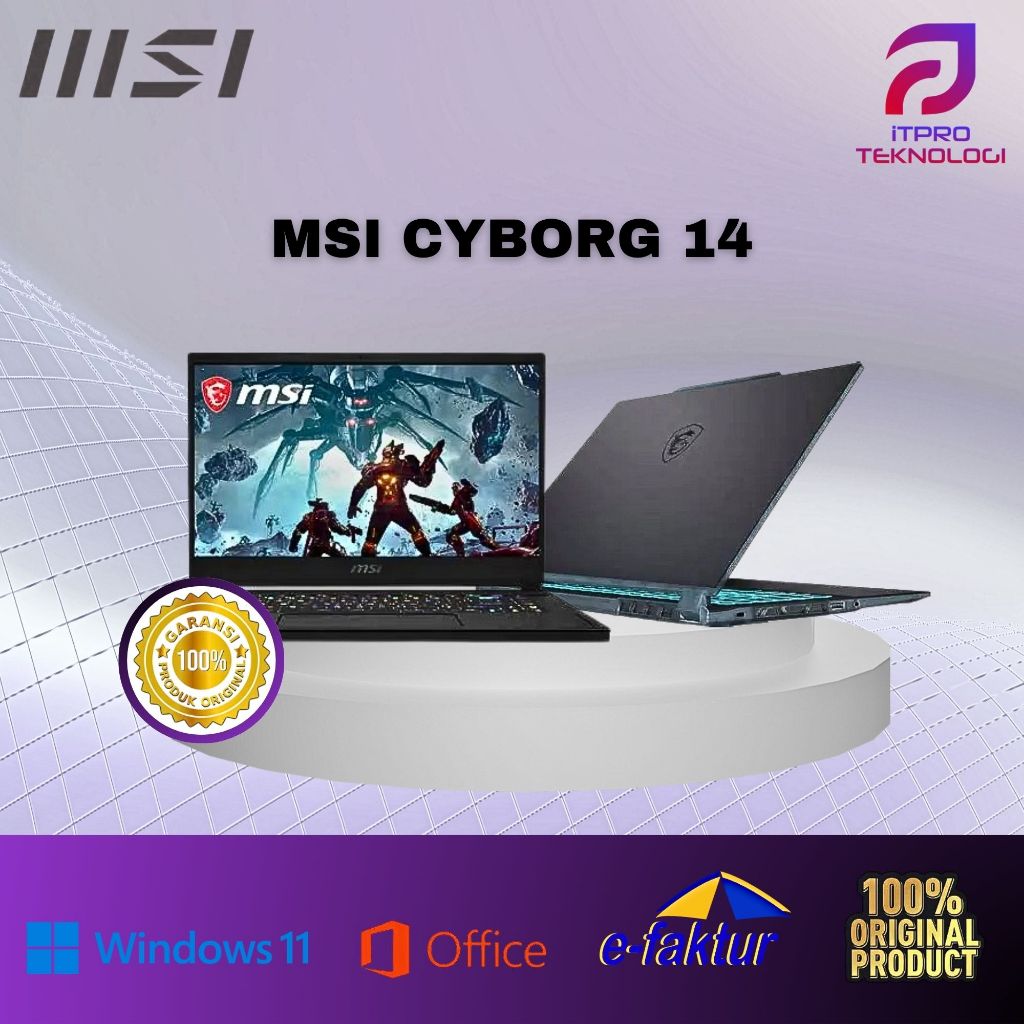 MSI CYBORG 14 Core I7-13620H Nvidia RTX4060 16GB 512GB 14" FHD+ 144HZ 100SRGB W11+OHS
