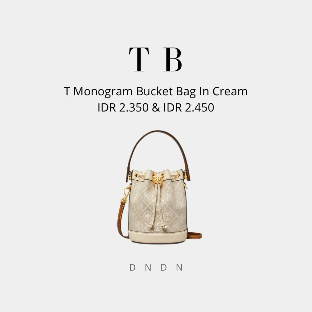 T Monogram Bucket Bag In Cream