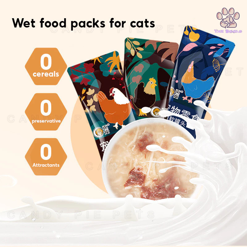 (The Bool's) Logo Ayam Makanan Basah Makanan Kucing Basah Sup Daging Segar Snack Kucing Adult Kitten