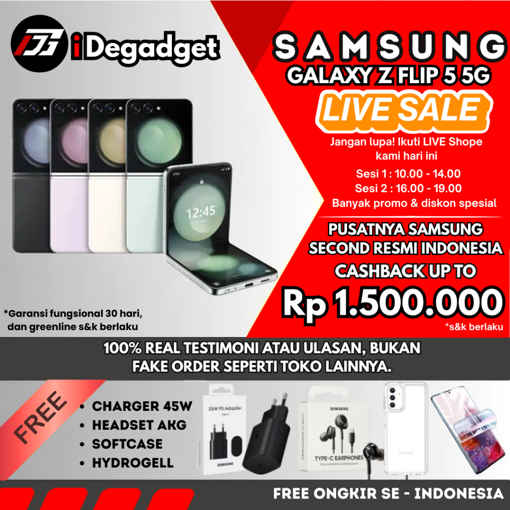 Samsung Galaxy Z Flip 5 | Flip 4 | Flip 3 5G SEIN 512GB 256GB 128GB Second Fullset Resmi