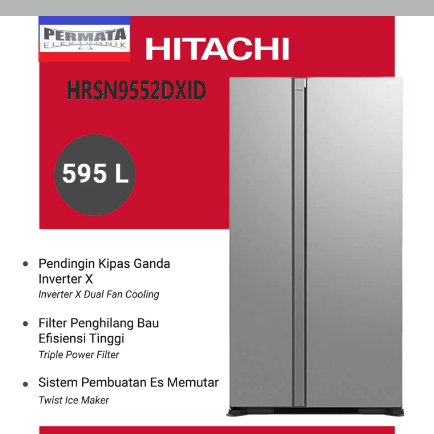 Kulkas Hitachi HRSN9552DXID Side By Side 525 Liter - HGST Refrigerator