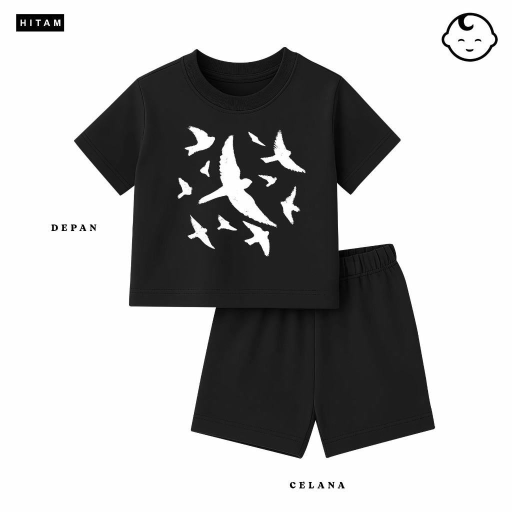 Fashion Setelan Unisex - BIRDS - Motif Burung - Motif Burung Kecil - Setelan Anak Cewek Cowok Usia 0