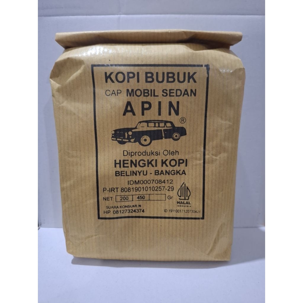 Kopi bubuk cap mobil sedan apin / Kopi apin / kopi bangka/ kopi cap sedan/ kopi sedan/ kopi belinyu