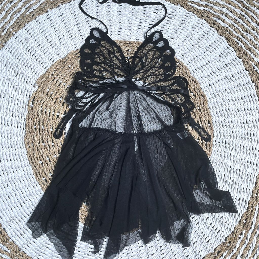 Lingerie Dress Baju Dinas Malam NightDress Model Kupu Kupu Butterfly Wanita Dewasa Sexy Hot Transpar