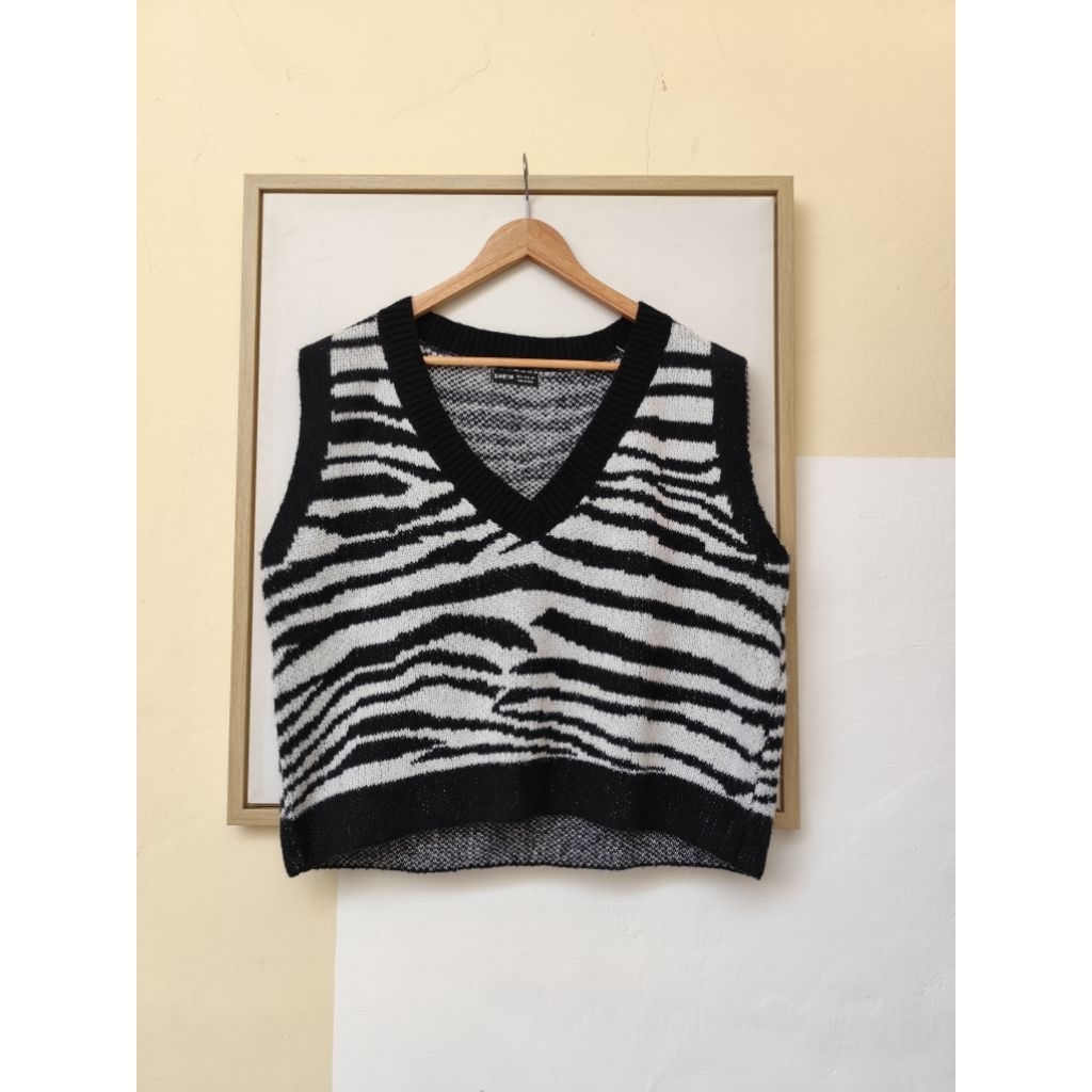 Vest Knit SHEIN Zebra