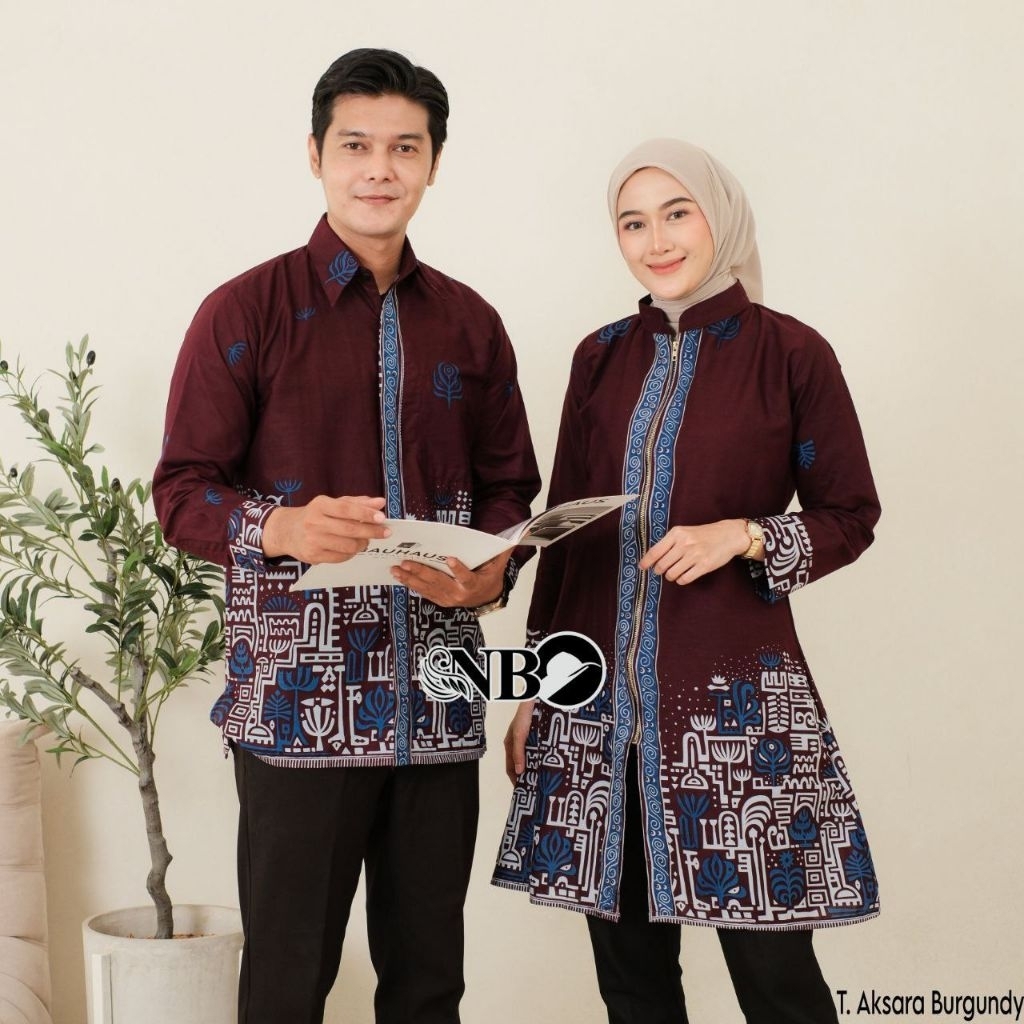 Batik Couple Modern Set Pakaian Couple Tunik Batik Couple Batik Wanita Jumbo Tunik Busui Batik Serag