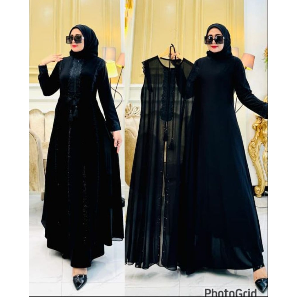 Abaya Turkey Model Rompi Lepas Terbaru Full Hitam Manjalita