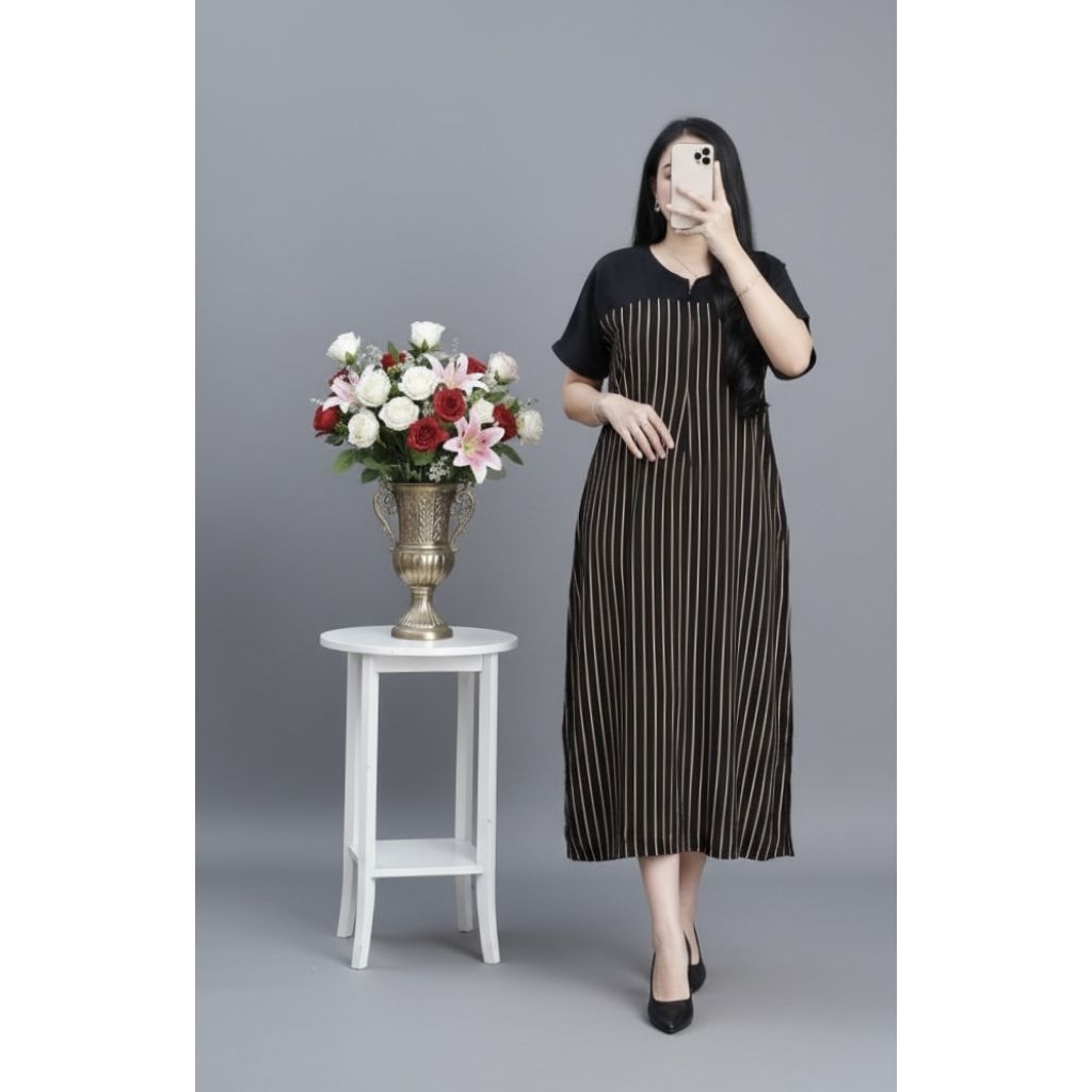 Daster Lowo Rayon Jumbo Motif Salur Salur