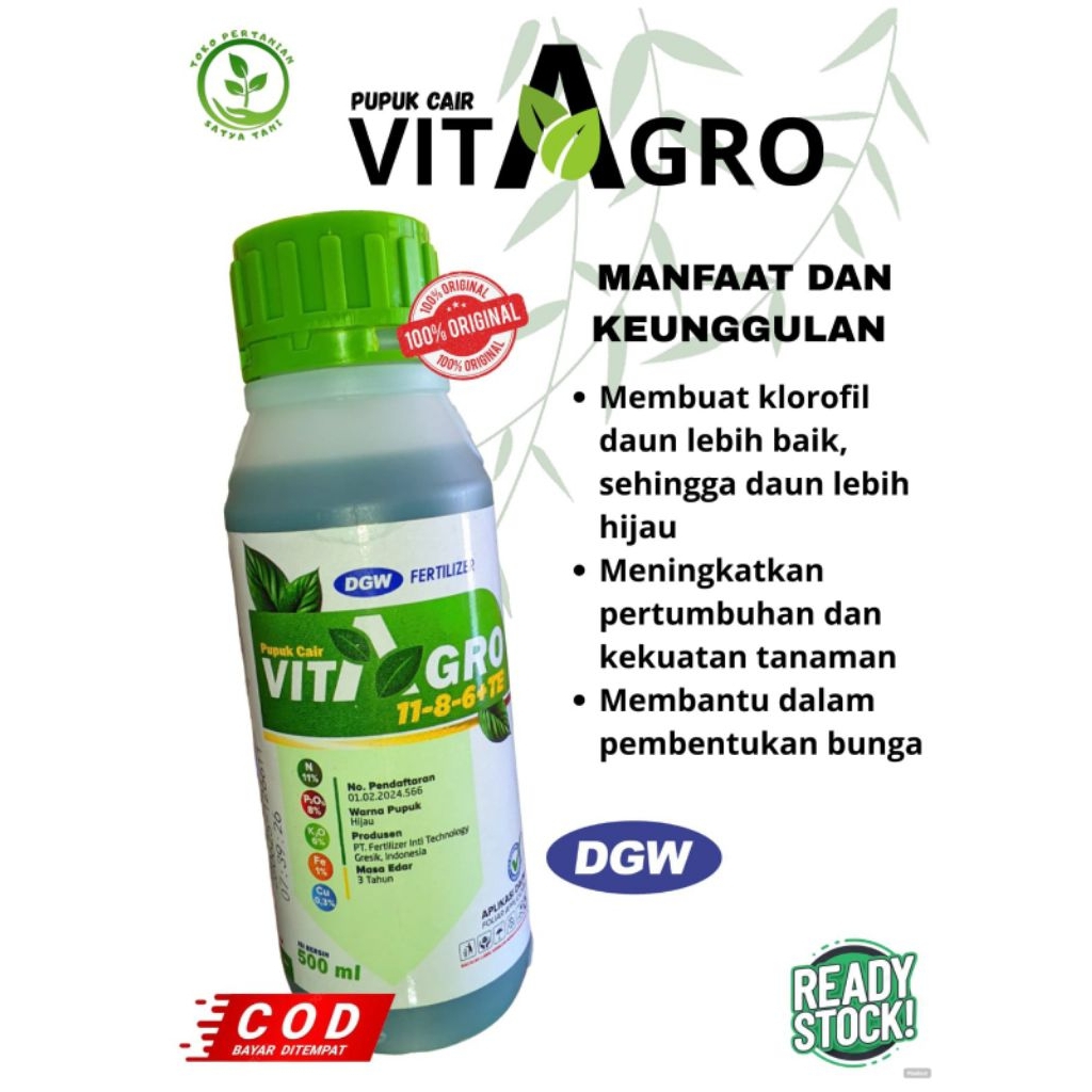 Pupuk NPK Cair Vitagro 11-8-6+TE (Beli 1 Gratis Kaos) 100% Original
