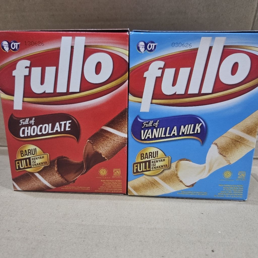 coklat fullo chocolate vanilla milk wafer roll isi 24pcs