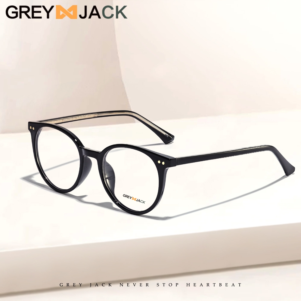 Grey Jack Kacamata Antiradiasi Blueray Model Bulat TR+Metal Fashion Pria Wanita Bisa Minus Simple Ke