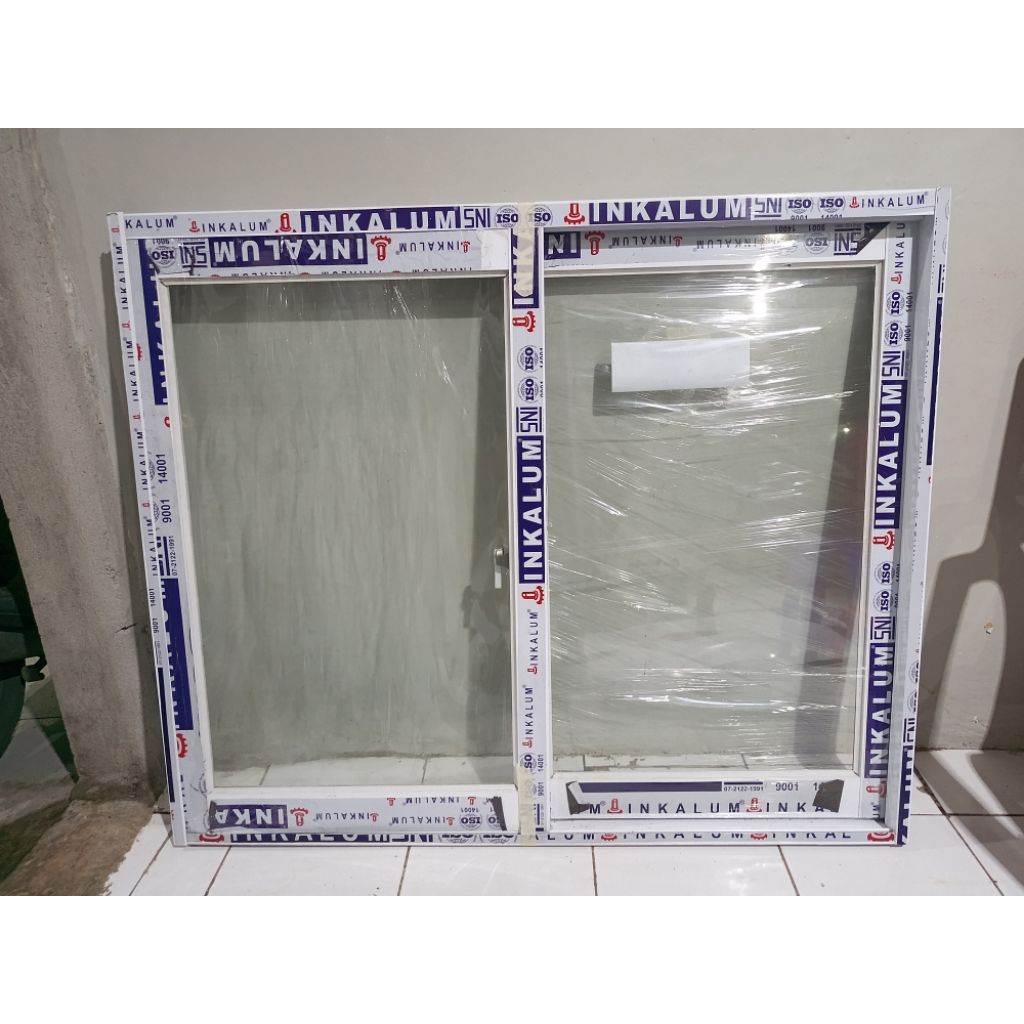 Jendela kusen aluminium UKURAN T : 100 x L 120 ( 2 daun )