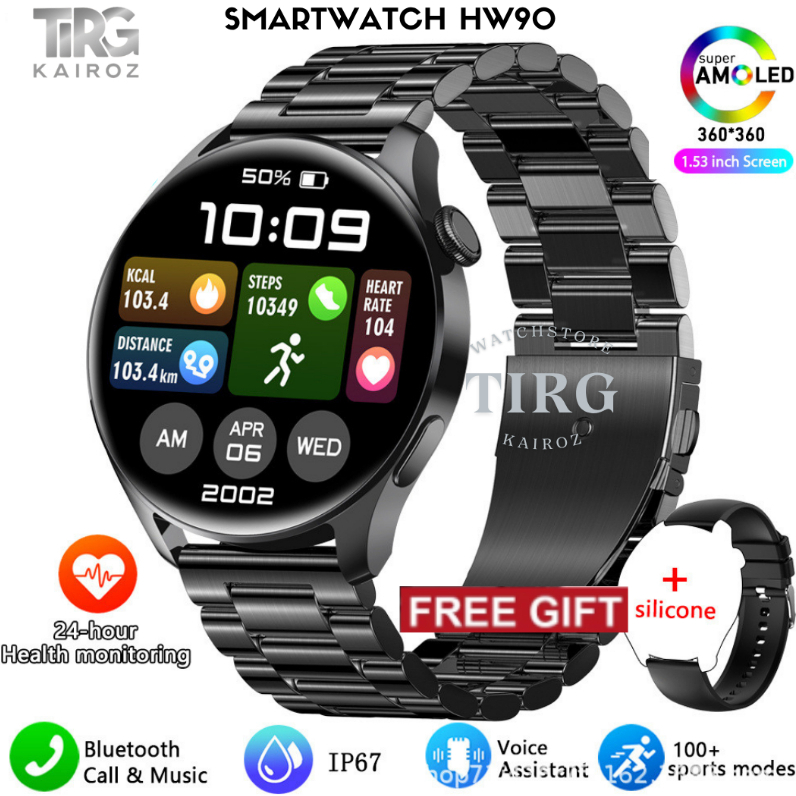 TIRG Smartwatch HW90 AMOLED  Screen IP67 Waterproof Fitness Sport Modes 24H Health Call WhatsApp