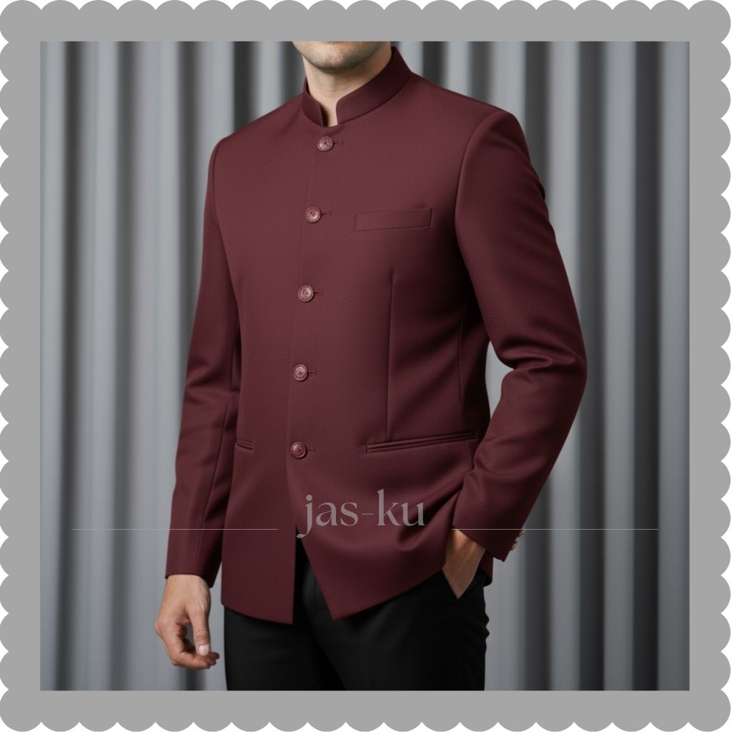 JAS-KU | JasKo Pria Polos Warna Maroon Blazer Semi Formal Semi Koko Viral Murah Terbaru
