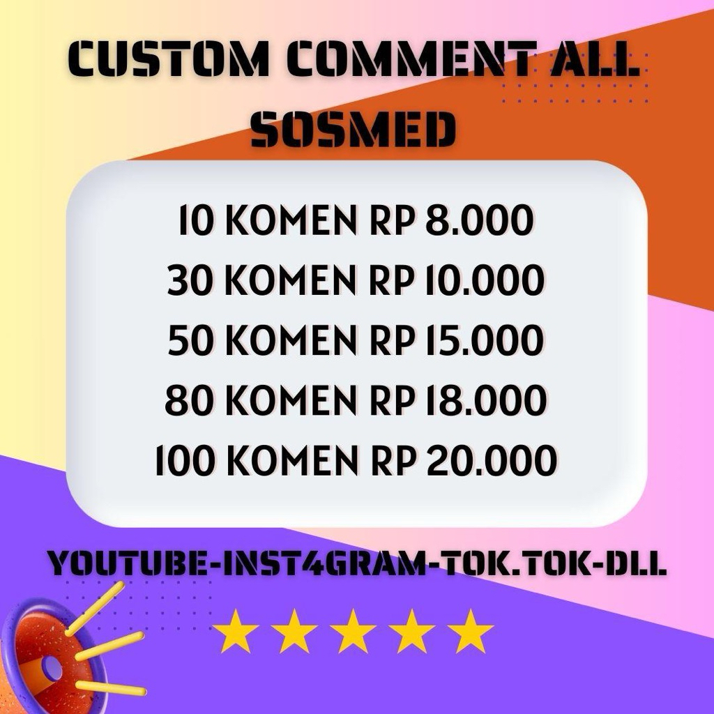 Custom Comment All Sosmed YouTvb3 - Tiktok Inst4gr4m Yt DLL Bebas Request KOMEN KOMENTAR CEPAT PERMA