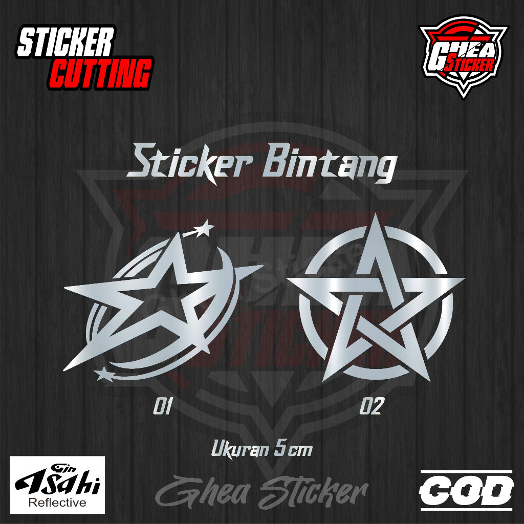 Sticker Bintang Cutting Anti air - Stiker Variasi Bintang Cutting Reflektif (menyala)
