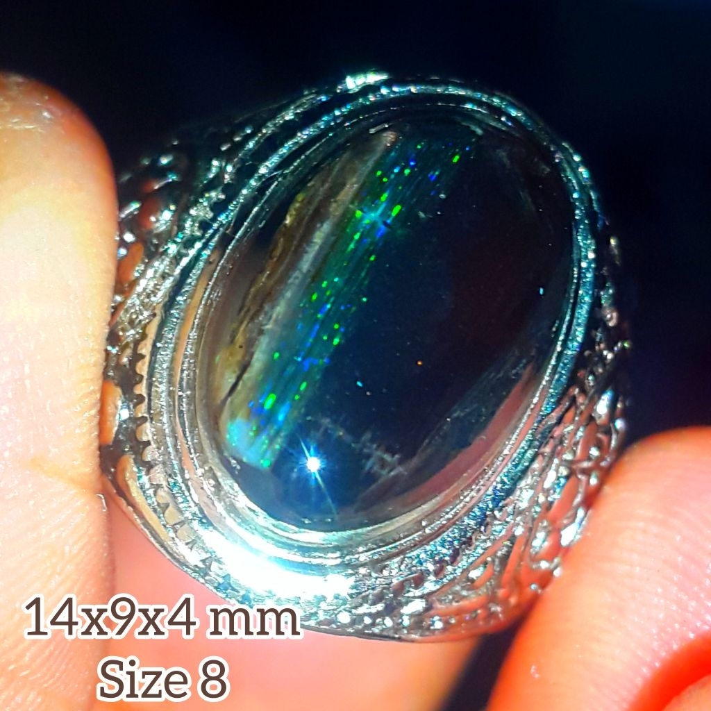 Cincin Batu Black Opal Sempur Ruyung Natural Jarong