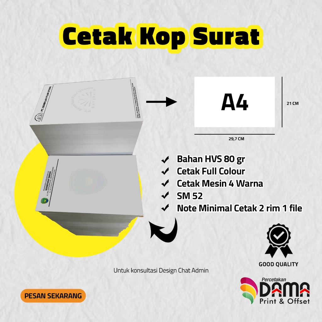 CETAK KOP SURAT / KOP SURAT A4 / KOP SURAT MURAH / KOP SURAT PERUSAHAAN FULL COLOR
