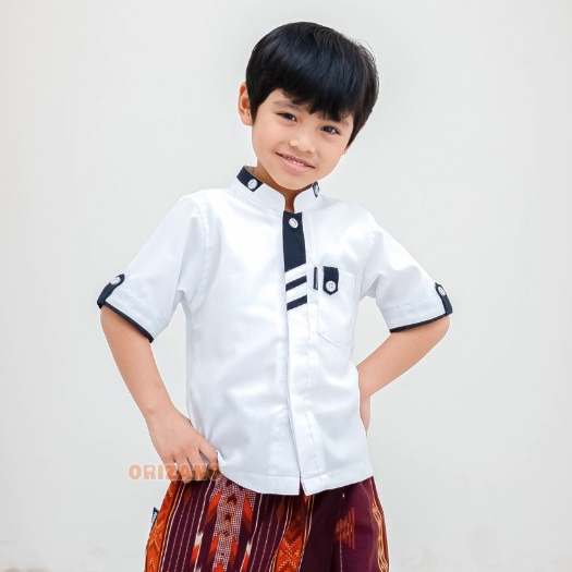 ORIZANO Atasan Koko Sultan Kids Baju Koko Anak Lengan Panjang Sultan Polos Toyobo Fodu