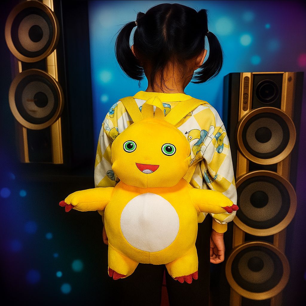 TAS BONEKA NAILONG DINO KUNING TAS GENDONG NAILONG