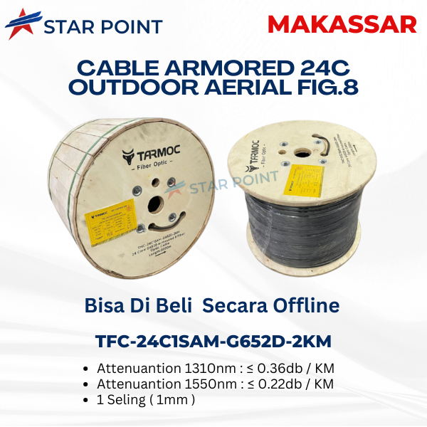 Tarmoc Fiber Optic Cable Fig 8 Armoured 24 Core 2000m | Kabel Fiber Optik Fig8 armored Indoor Outdoo
