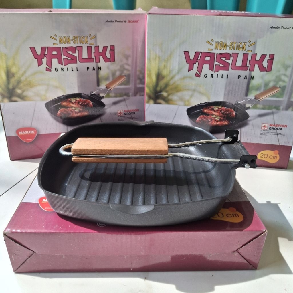 Maspion Yasuki Grill Pan 20cm Anti Lengket Non Stick Pemanggang Daging BBQ