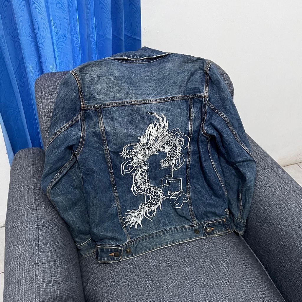 Evisu Ryu Sukajan Denim Jeans Trucker Jacket