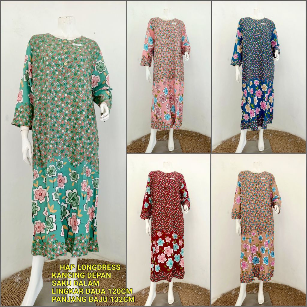 Daster Panjang Longdress HAP Kancing Depan Busui Friendly Ld HAP