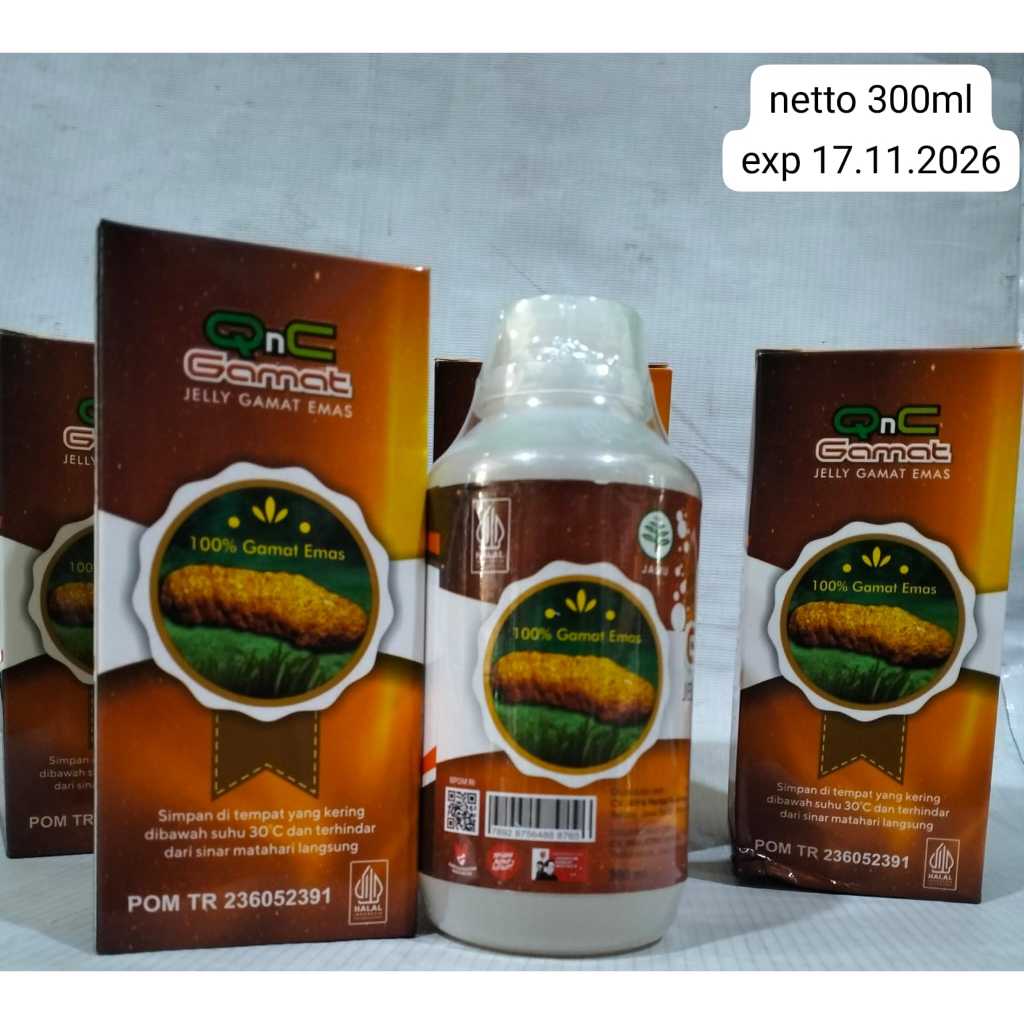 qnc jelly gamat termurah terlaris obat herbal qnc gamat emas Mas, Qnc Jelly Gamat Emas 300 ML - Q N 