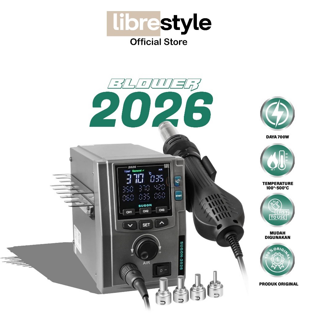 SUGON 2026 700W INTELLIGENT DIGITAL HOT AIR STATION ORIGINAL - BLOWER SUGON 2026 ORIGINAL 700W DIGIT